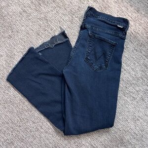 Women's Dark Blue Jeans: Mother Crop Step